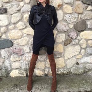 Bcbgmaxazria cropped leather jacket S zip details